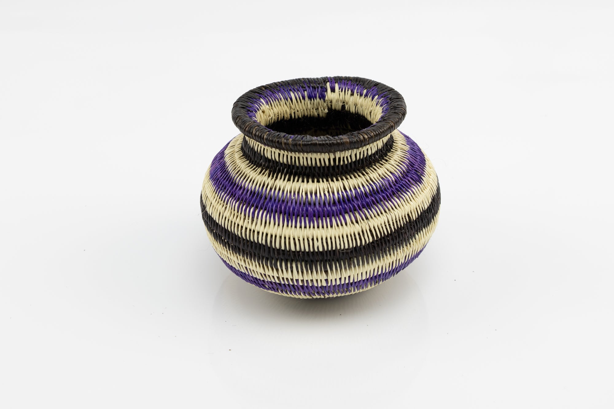 Wounaan Indian Hand Woven Black and Purple Panama Basket