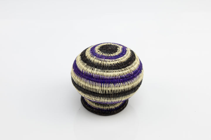 Wounaan Indian Hand Woven Black and Purple Panama Basket