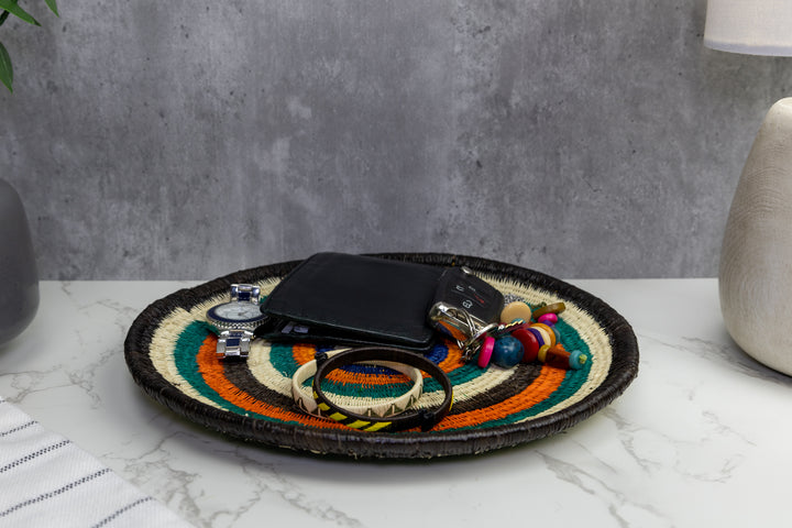 Tropical Circle Woven Basket Plate