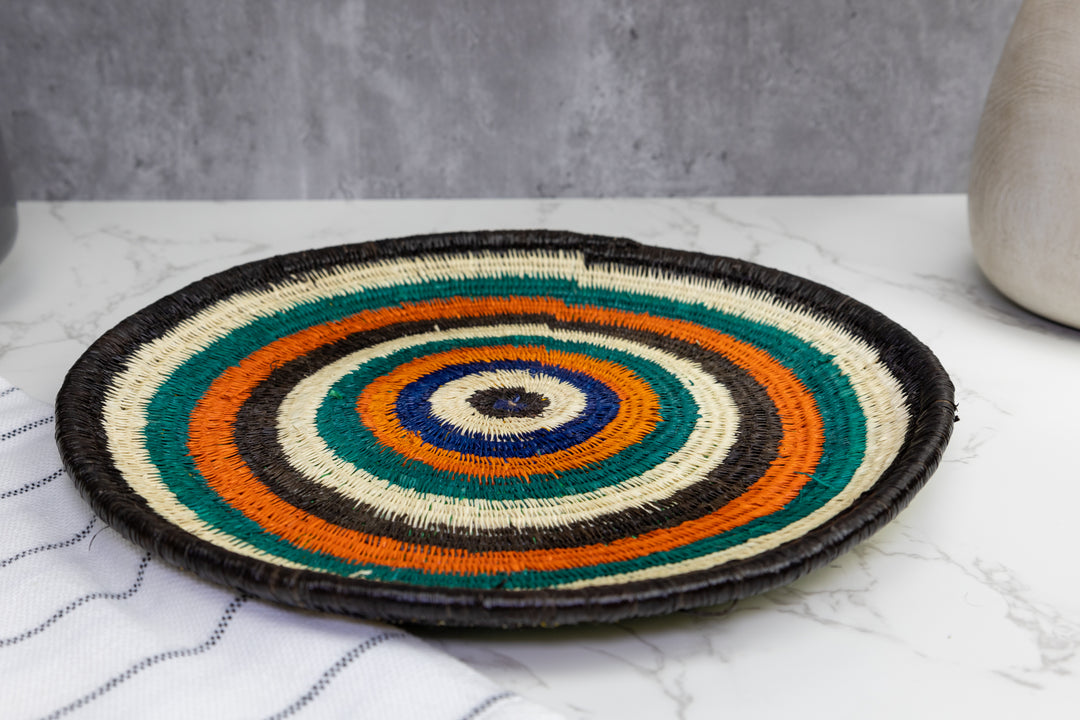 Tropical Circle Woven Basket Plate