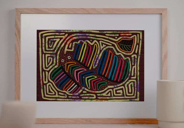 Vintage Burgundy and Green Weird Fish Mola