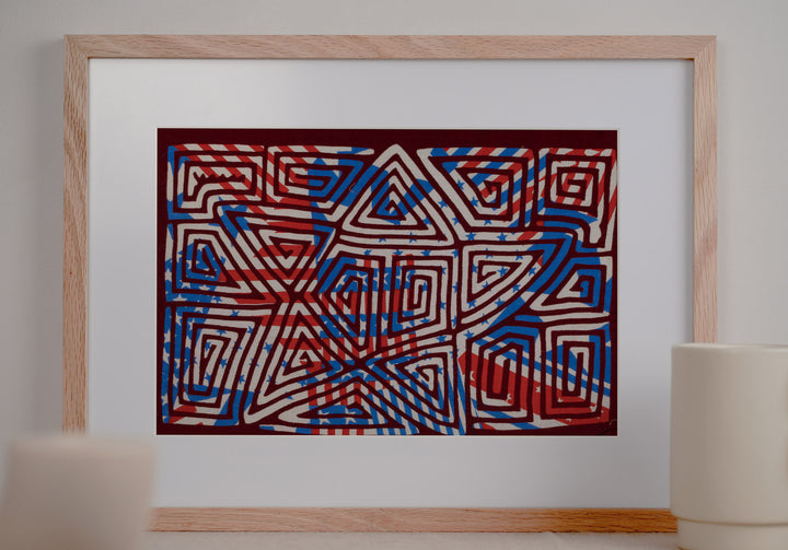 Patriotic Red White and Blue Star Mola