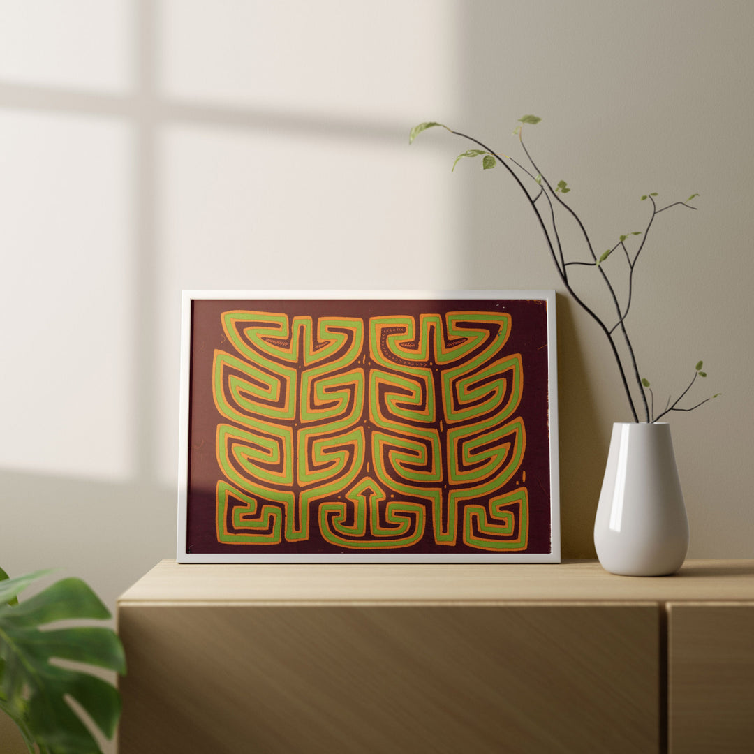 Burgundy Orange Green Cornstalk Mola