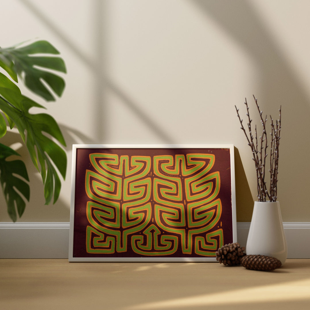 Burgundy Orange Green Cornstalk Mola
