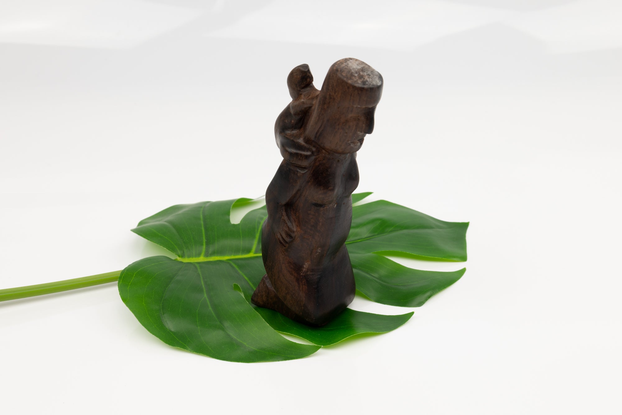 Hand Carved Cocobolo Wood Sloth Piggyback Sculpture