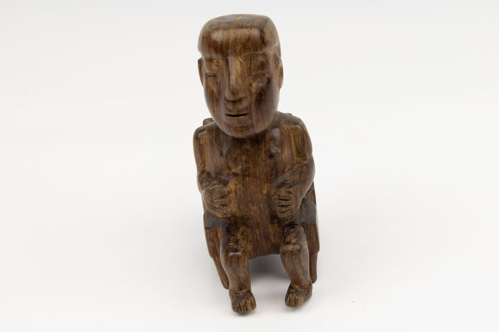 Hand Carved Cocobolo Wood Figure in Chair Sculpture