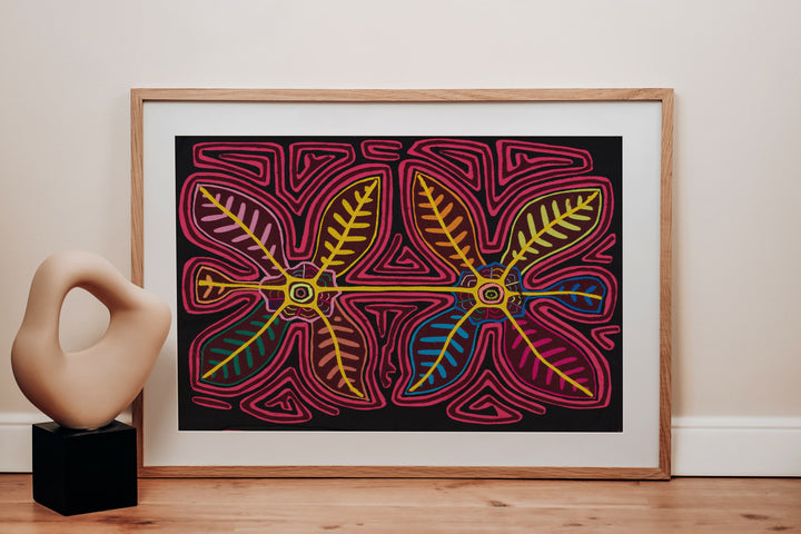 Rainforest Pink Spiral Leaves Mola
