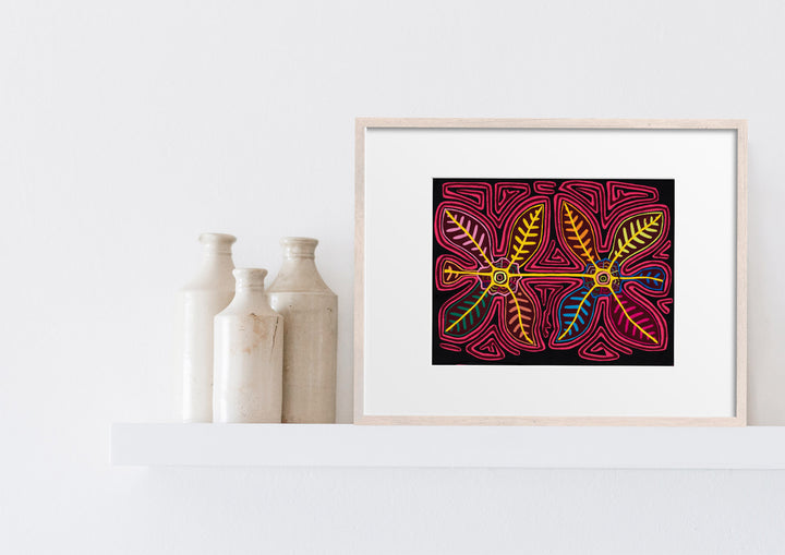 Rainforest Pink Spiral Leaves Mola