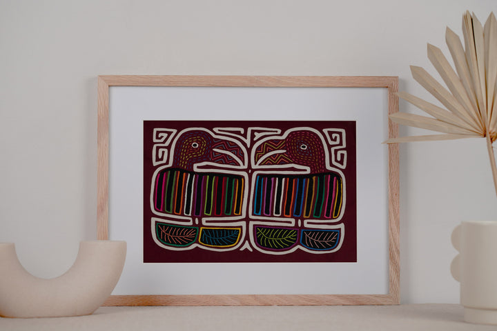 Burgundy and White Tattoo Toucan Parrot Beak Mola