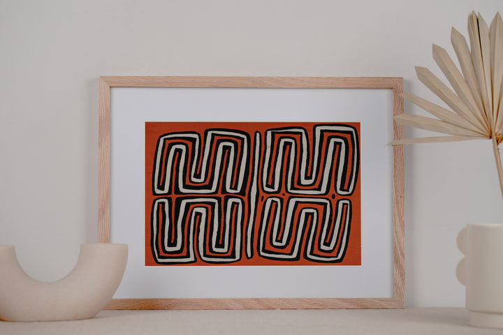 Orange And White Classic Maze Mola