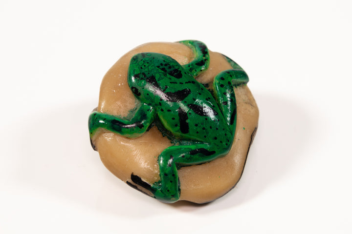 Green and Black Poison Dart Frog Tagua Carving