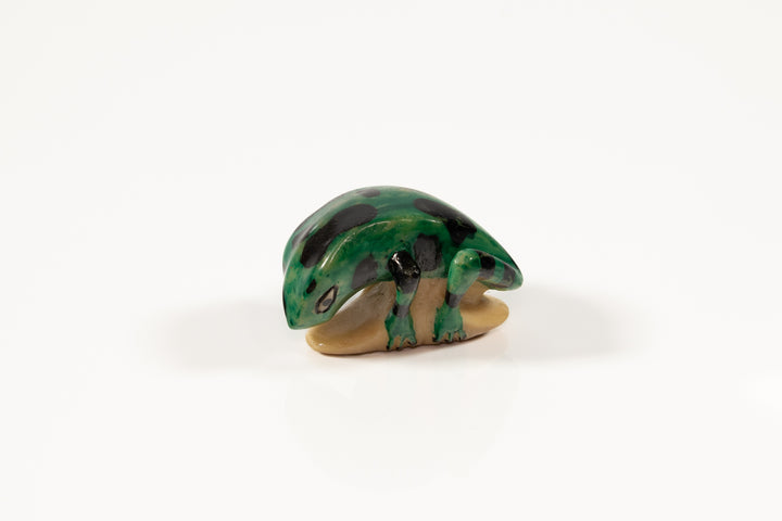 Green and Black Poison Dart Frog Tagua Carving