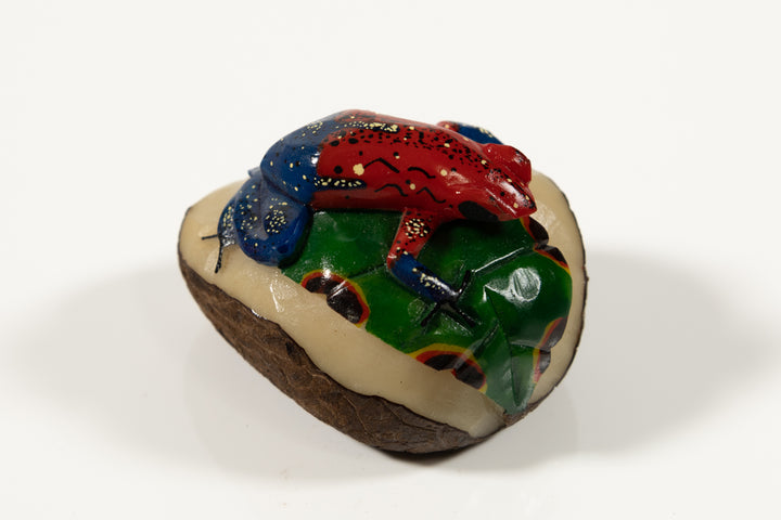 Red and Blue Poison Dart Frog Tagua Carving
