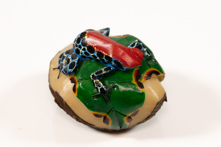 Red and Blue Poison Dart Frog Tagua Carving