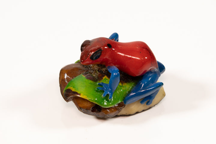Red and Blue Poison Dart Frog Tagua Carving