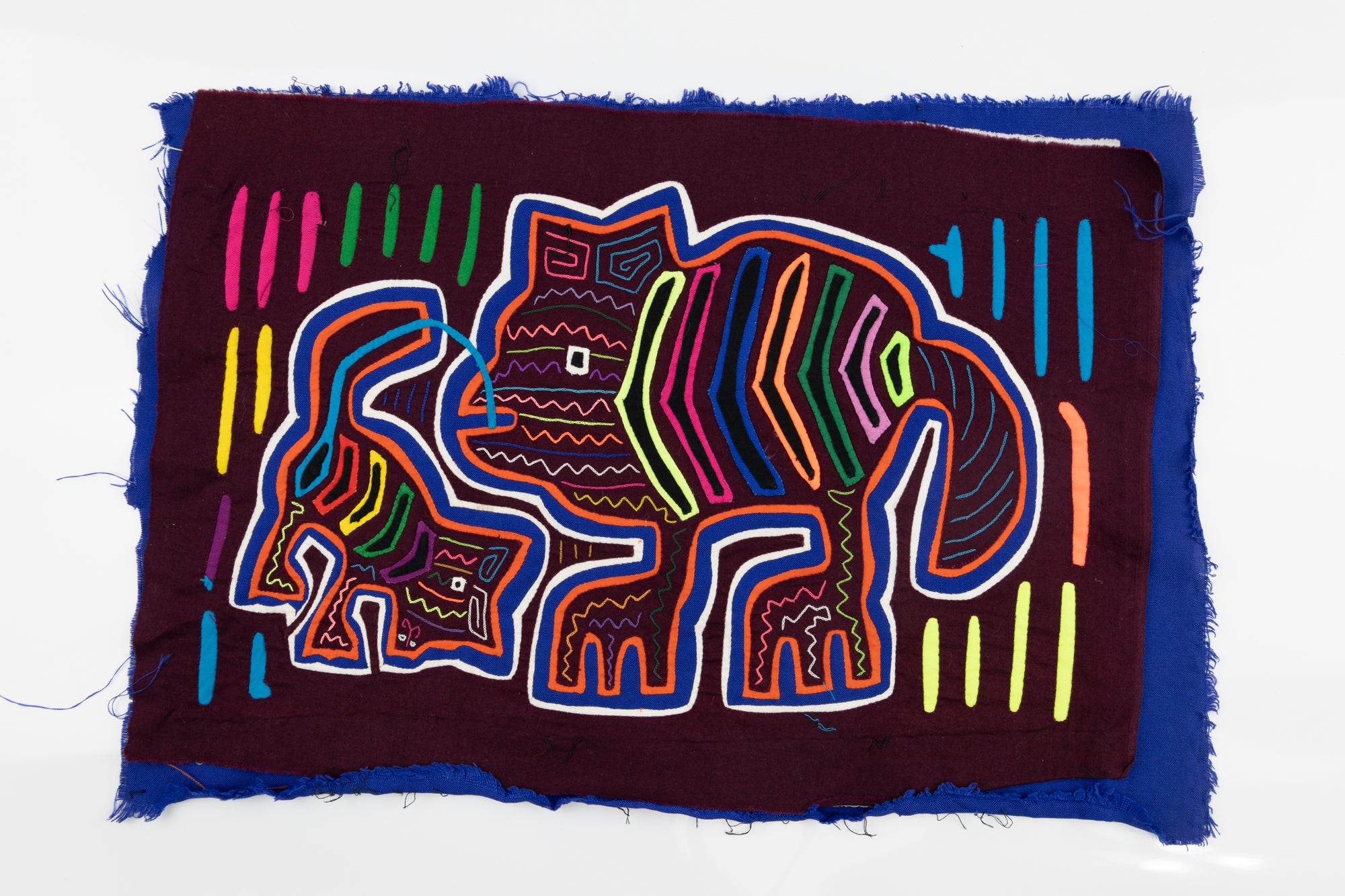 Kuna Indian Hand Stitch Tether Leash Panama Mola Textile Art