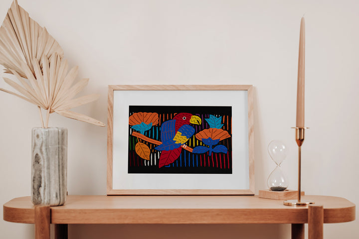 Stupendous Red and Blue Parrot Bird Mola