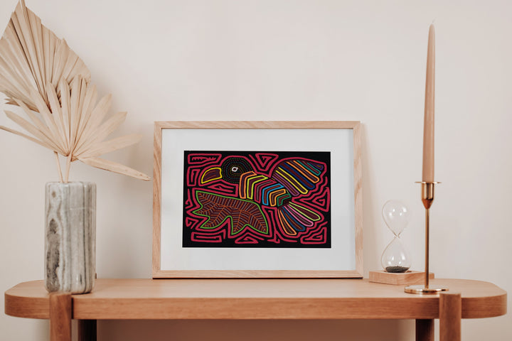 Bright Red Peace Dove Bird with Olive Branch Mola