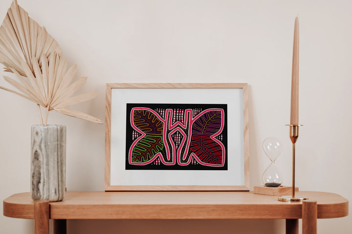 Pink Tropical Palm Frond Leaves Mola