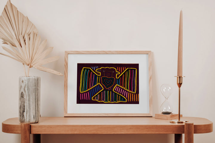 Burgundy And Yellow Two Head Thunderbird Big Heart Mola