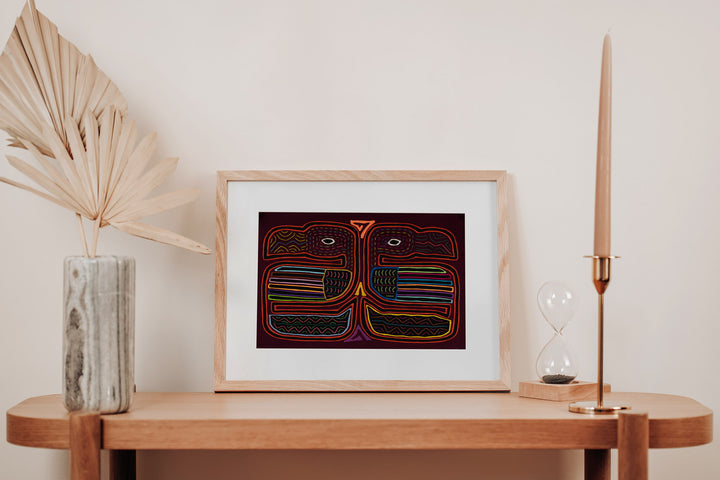 Burgundy Red Two Toucan Optical Illusion Mola