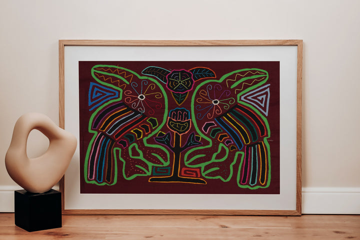 Burgundy and Green Toucan Parrot Mola