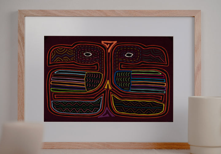 Burgundy Red Two Toucan Optical Illusion Mola