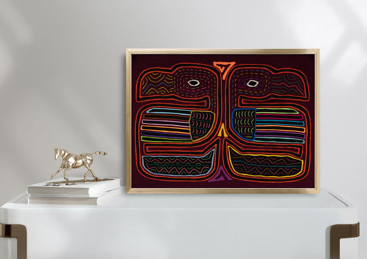 Burgundy Red Two Toucan Optical Illusion Mola