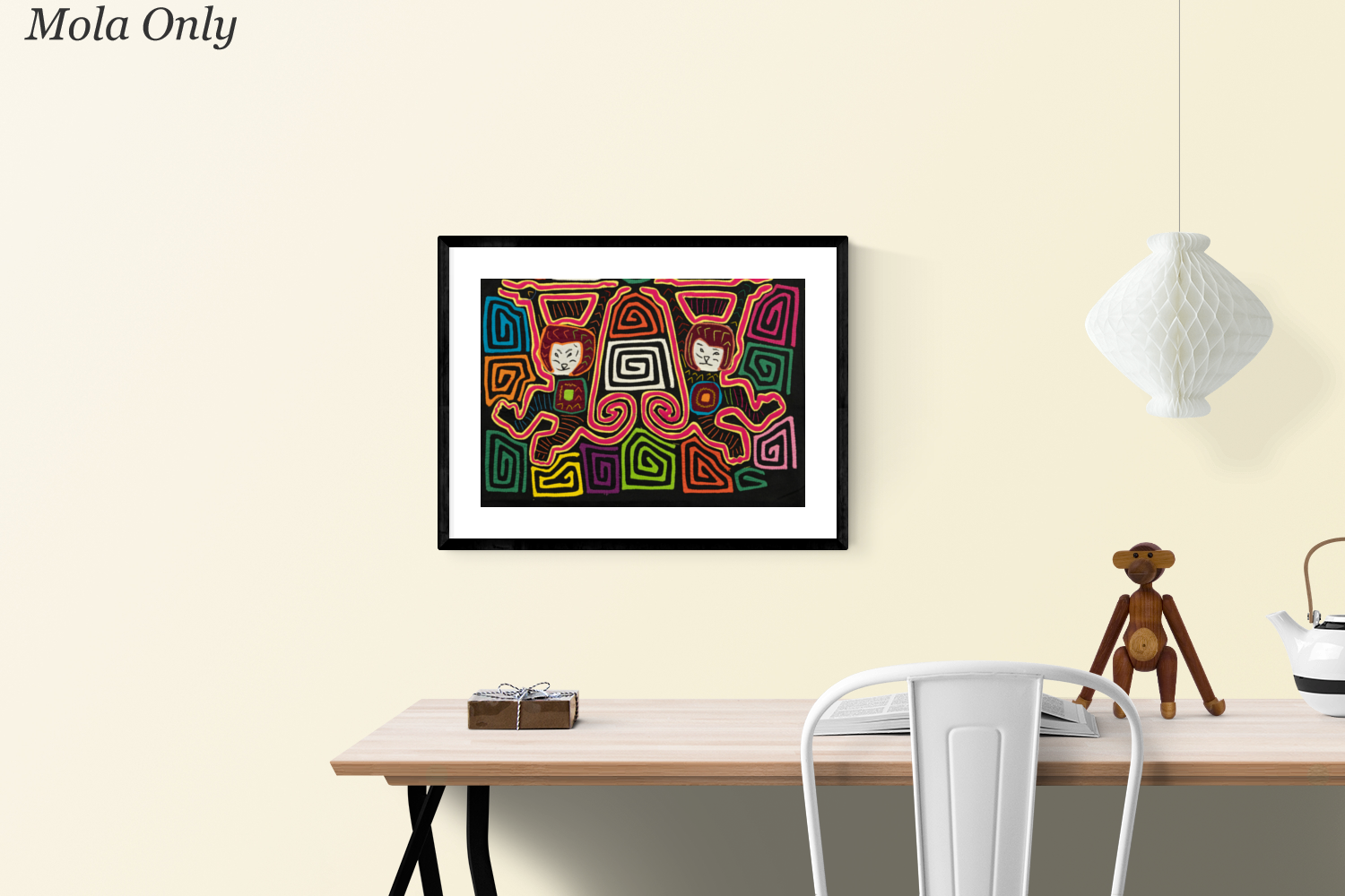 Space Cadet Monkey Mola, Wall Decor, Panama Mola, Latin American Art, Handmade Quilt, Wall Hanging, Mola Wall Art