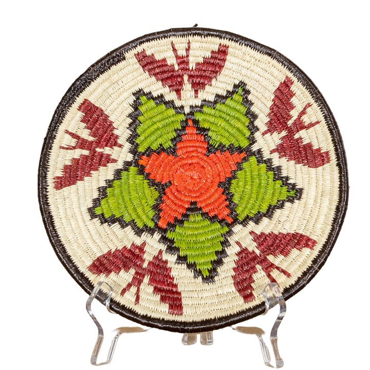 Green And Red Flower with Butterflies Basket Plate