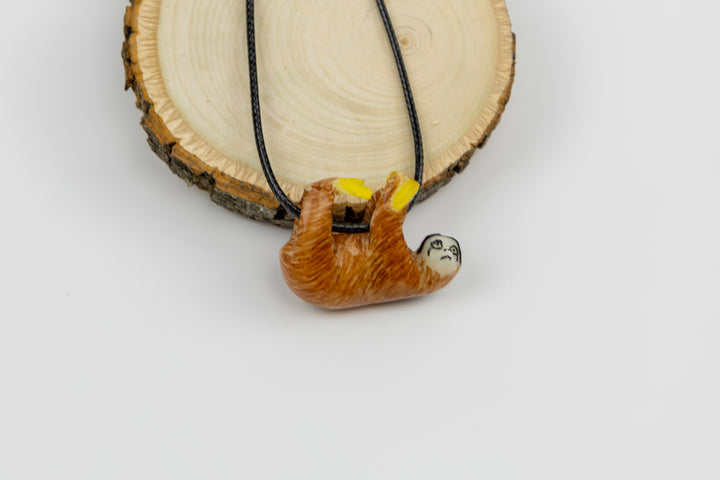 Orange Sloth Tagua Necklace