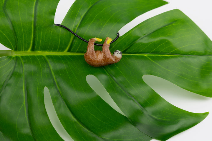 Orange Sloth Tagua Necklace