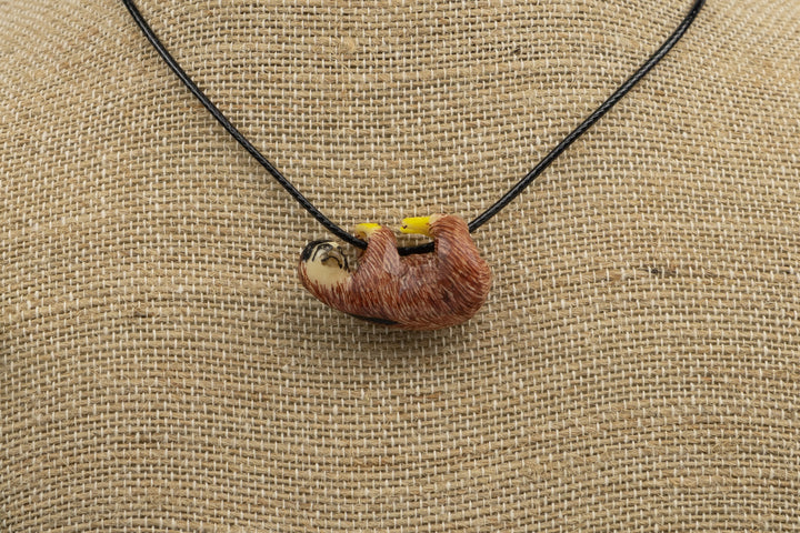 Orange Sloth Tagua Necklace