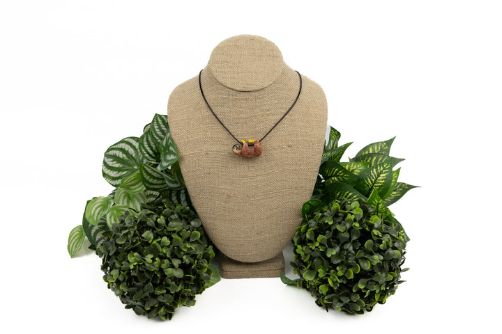 Orange Sloth Tagua Necklace