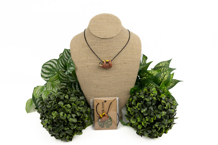 Orange Sloth Tagua Necklace