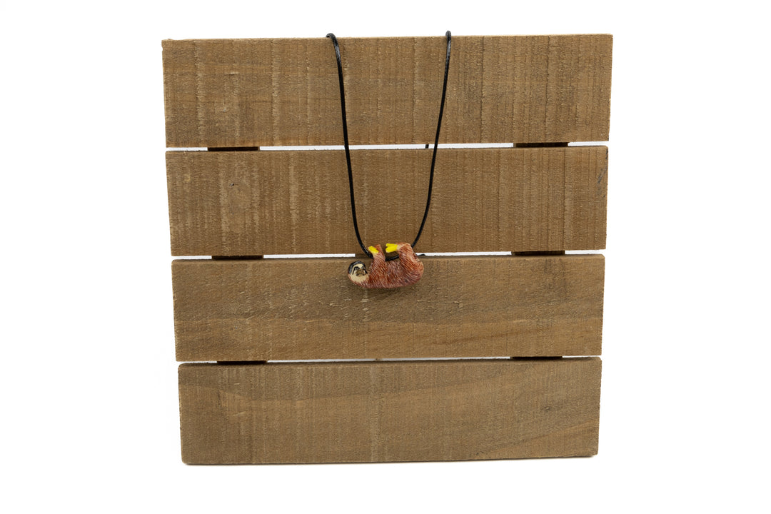 Orange Sloth Tagua Necklace