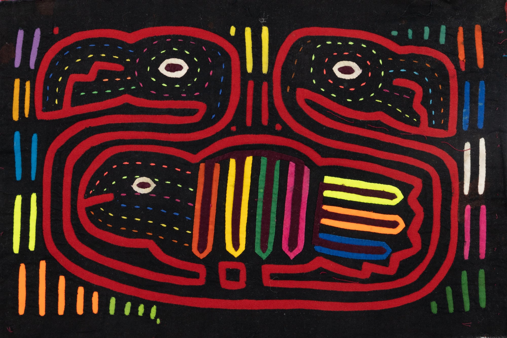 Kuna Indian Hand Stitch Parental Care Panama Mola Textile Art