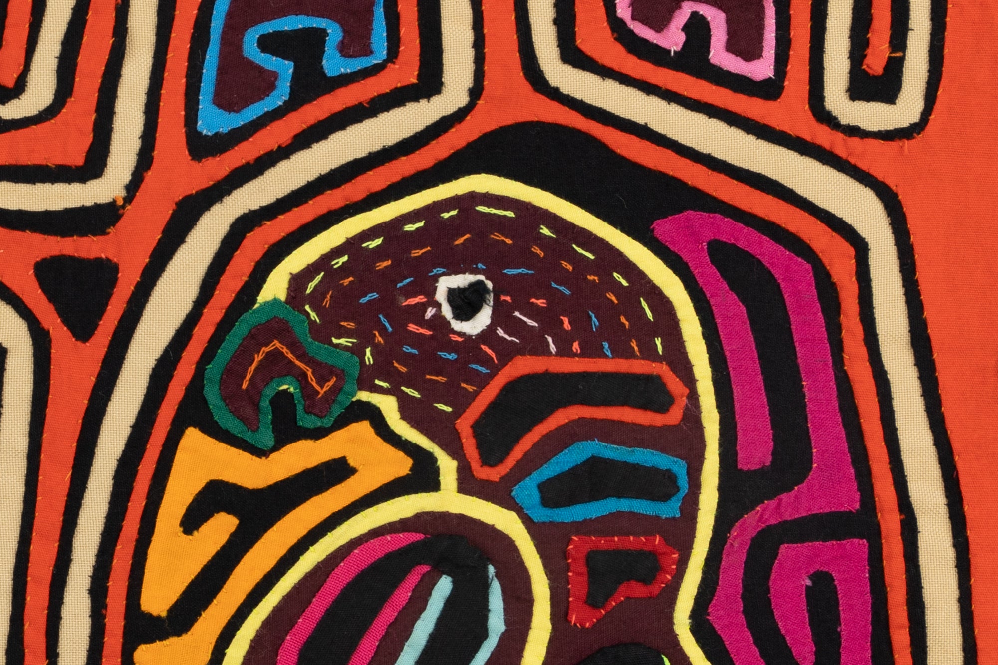 Kuna Indian Hand Stitch Parrot Bird Panama Mola Textile Art