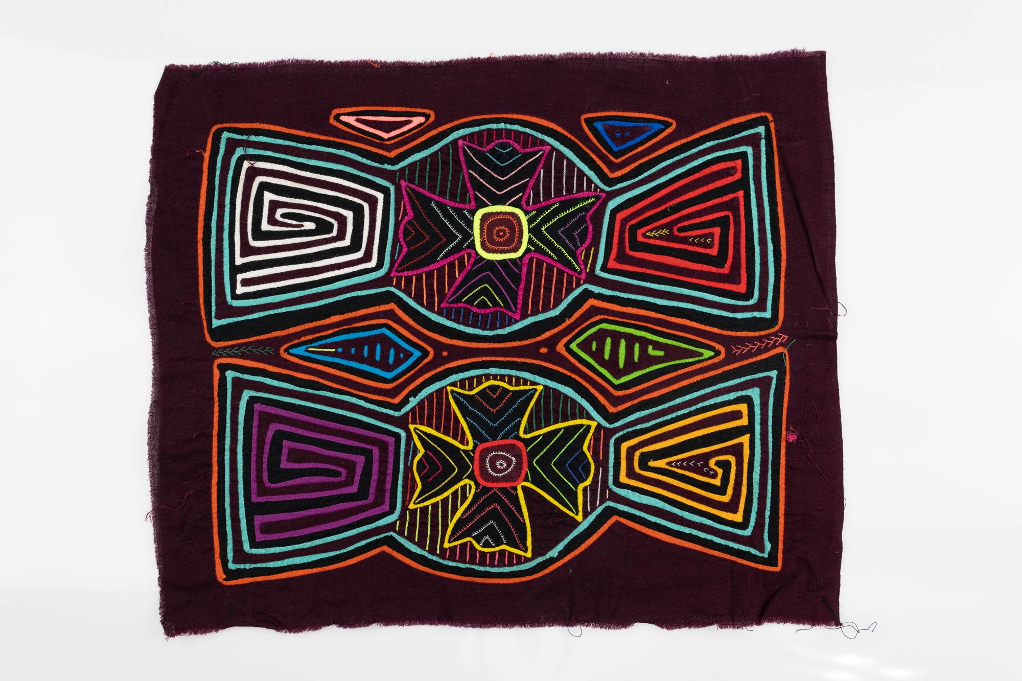 Kuna Indian Hand Stitch Propeller Panama Mola Textile Art