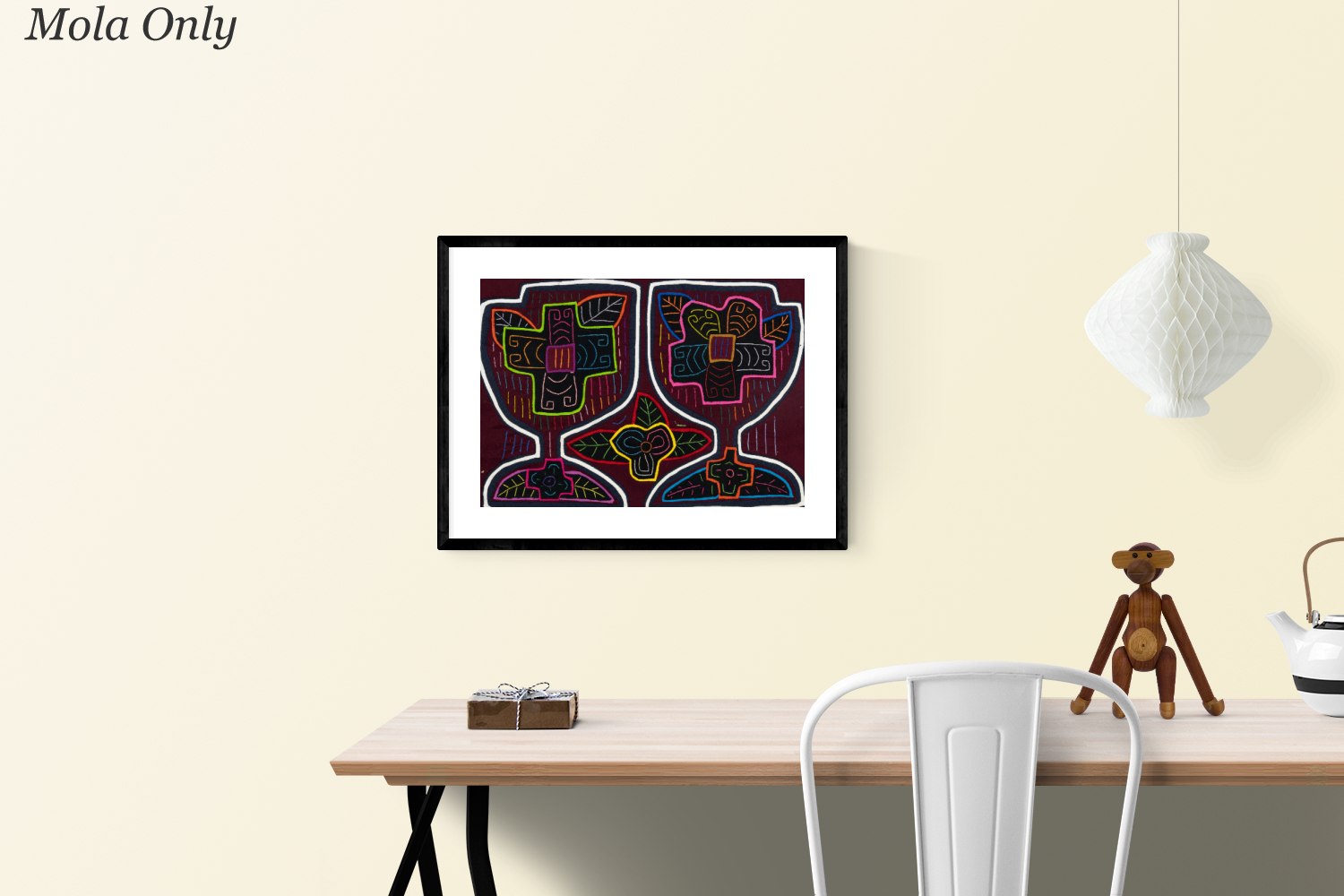 Kuna Indian Hand Stitch Wine and Roses Panama Mola Textile Art