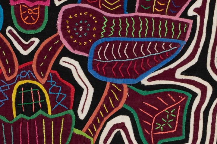 Burgundy Black And White Hummingbird and Flower Mola