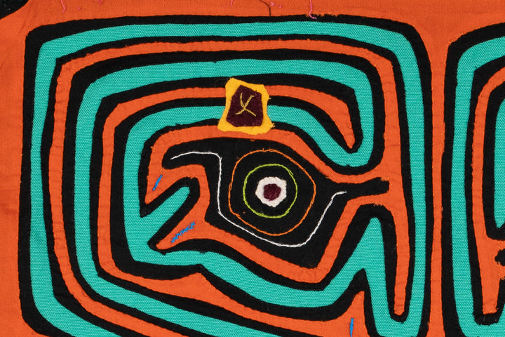 Orange and Aqua Talking Head Maze Mola
