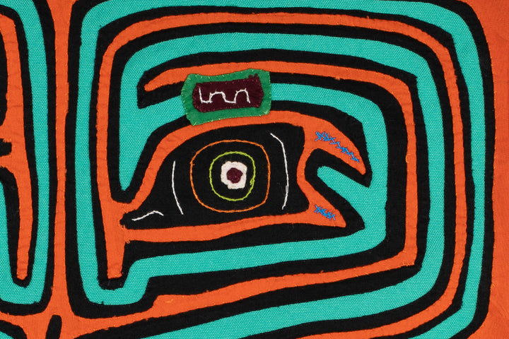 Orange and Aqua Talking Head Maze Mola