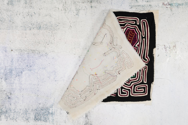 Burgundy Black And White Hummingbird and Flower Mola
