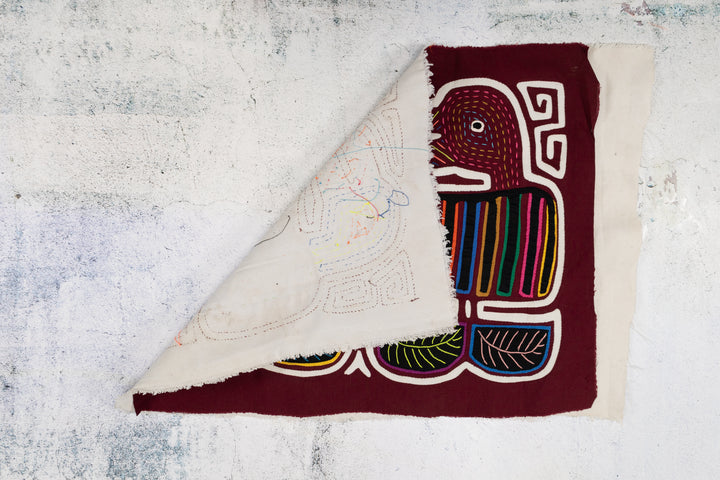 Burgundy and White Tattoo Toucan Parrot Beak Mola