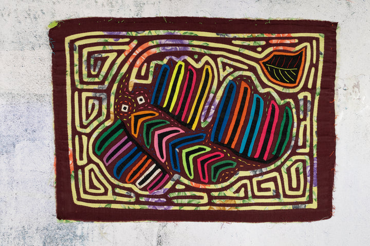 Vintage Burgundy and Green Weird Fish Mola