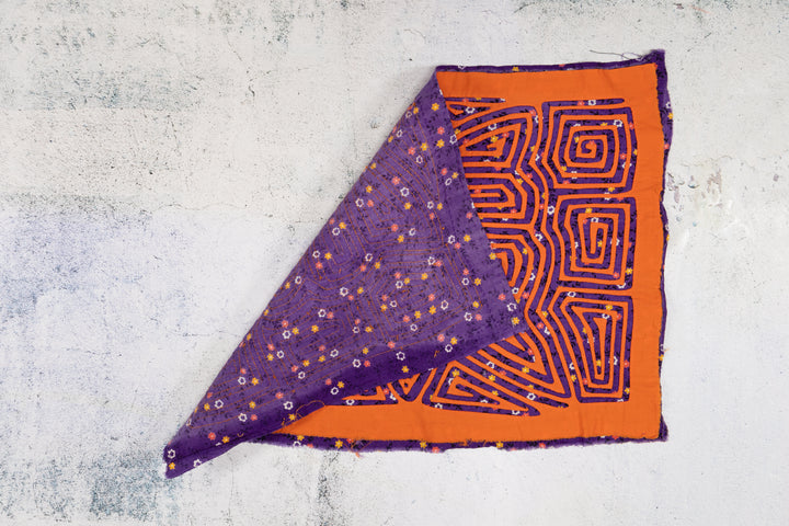 Vintage Orange and Blue Butterfly Mola