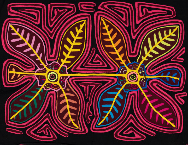 Rainforest Pink Spiral Leaves Mola