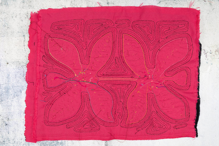 Rainforest Pink Spiral Leaves Mola