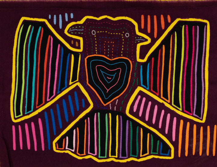 Burgundy And Yellow Two Head Thunderbird Big Heart Mola